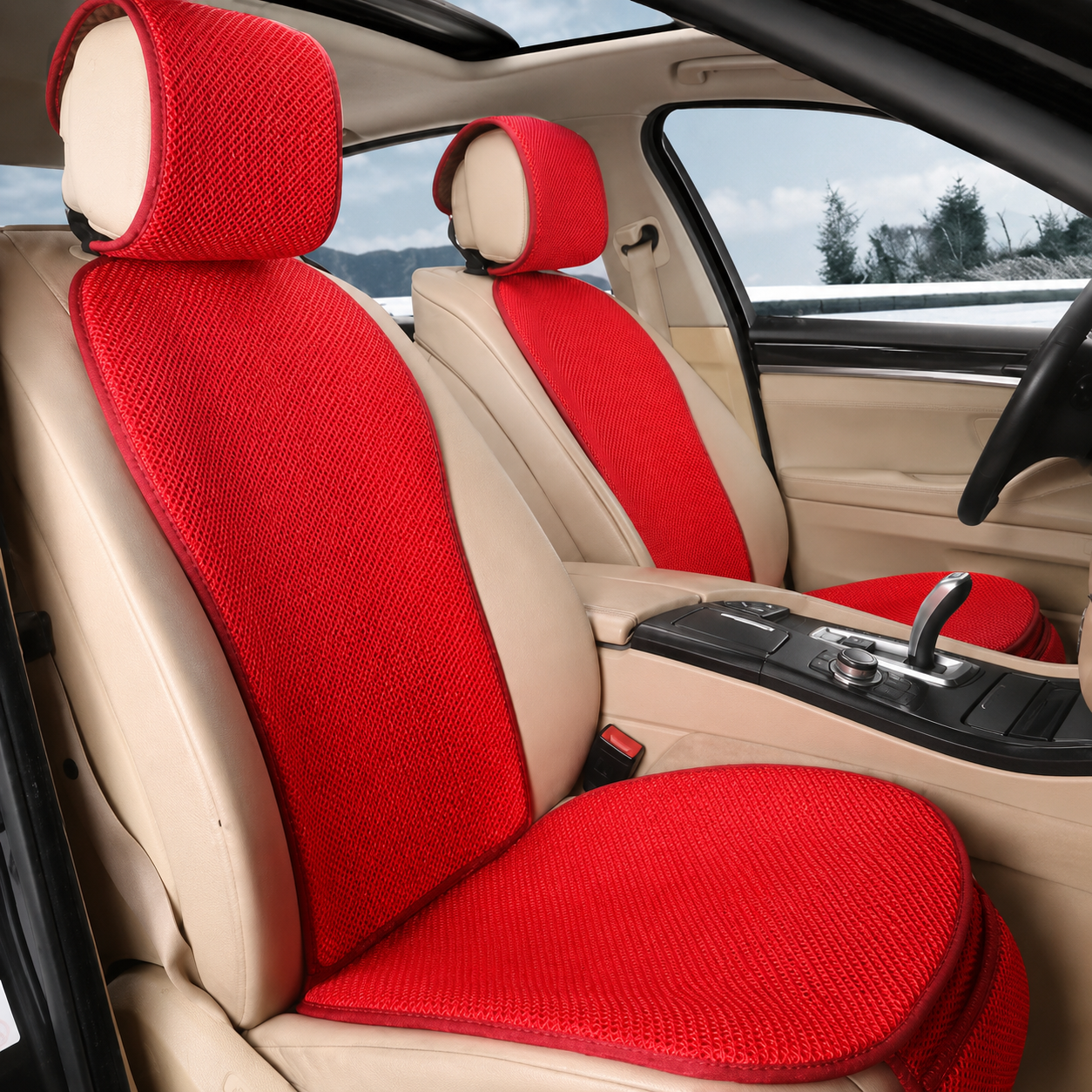 Ice Silk Car Seat Cushion – Universal Breathable Anti-Slip Cooling Seat Cover - Delicate Leather