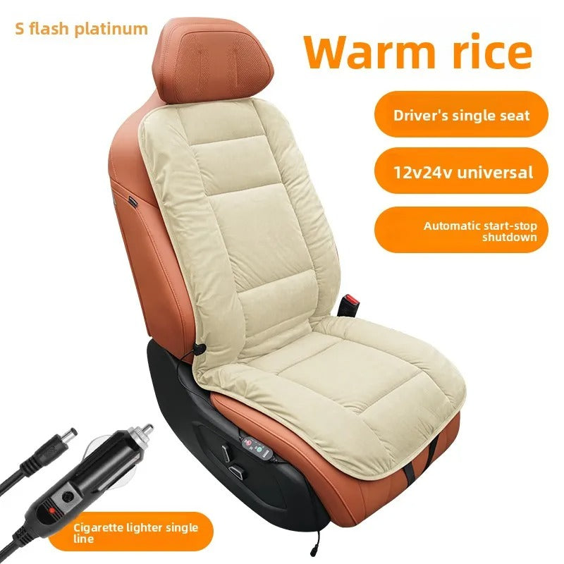 Universal Heated Car Seat Cushion – Plush Artificial Leather Warm Seat Cover for Car, SUV & Truck Winter Comfort - Delicate Leather