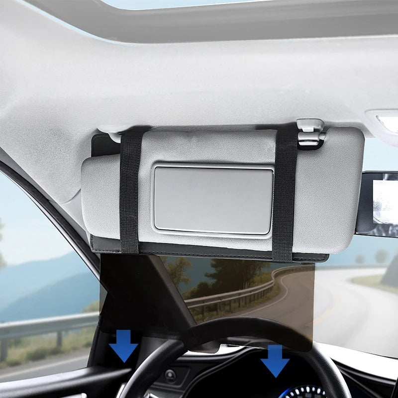 Leather Car Sun Visor Organizer – Universal Sunglasses Holder with Card & Pen Storage - Delicate Leather