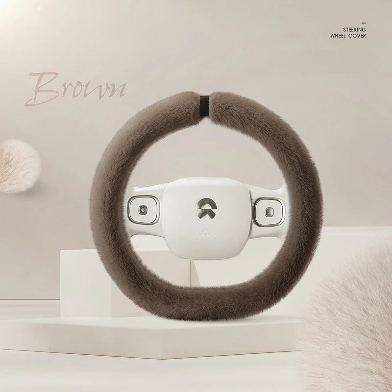 Luxury Plush Steering Wheel Cover – Universal 15-Inch Soft Fluffy Winter Grip (O & D Shape) - Delicate Leather