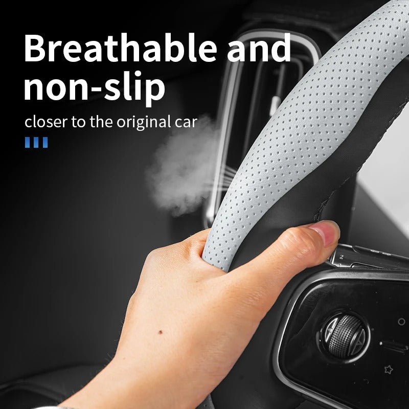 Premium Steering Wheel Cover – Easy Installation, Anti-Slip Universal 38cm Fit - Delicate Leather