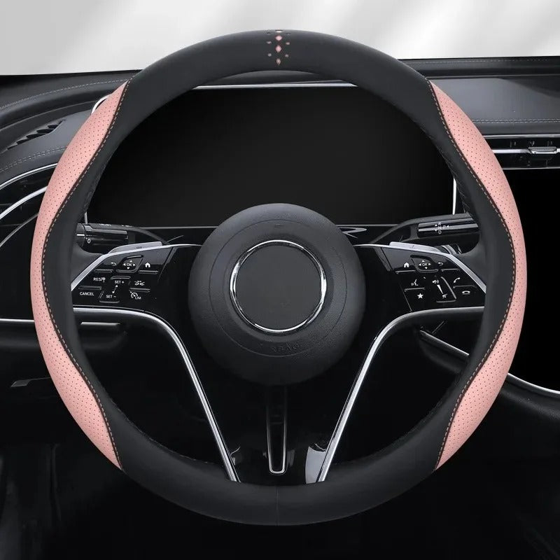 3D Embossed PU Leather Steering Wheel Cover – Universal Anti-Slip Interior Accessory - Delicate Leather