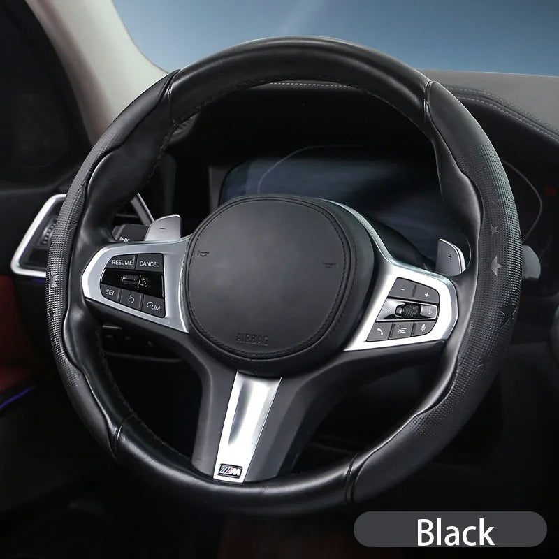 Universal Five-Point Star Steering Wheel Cover 38cm – Breathable Ultra-Thin Non-Slip Car Steering Wheel Protector - Delicate Leather