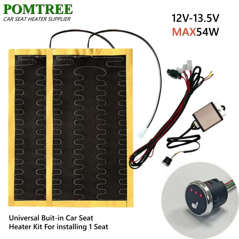 12V 54W Car Seat Heater Kit for 1 Seat – 55°C Universal Alloy Wire Heating Pad with 6-Level Heat Control - Delicate Leather