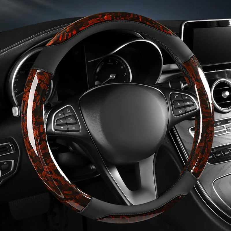 Universal Leather Steering Wheel Cover 37-38cm – Top Layer Leather Non-Slip Car Steering Wheel Protector - Delicate Leather
