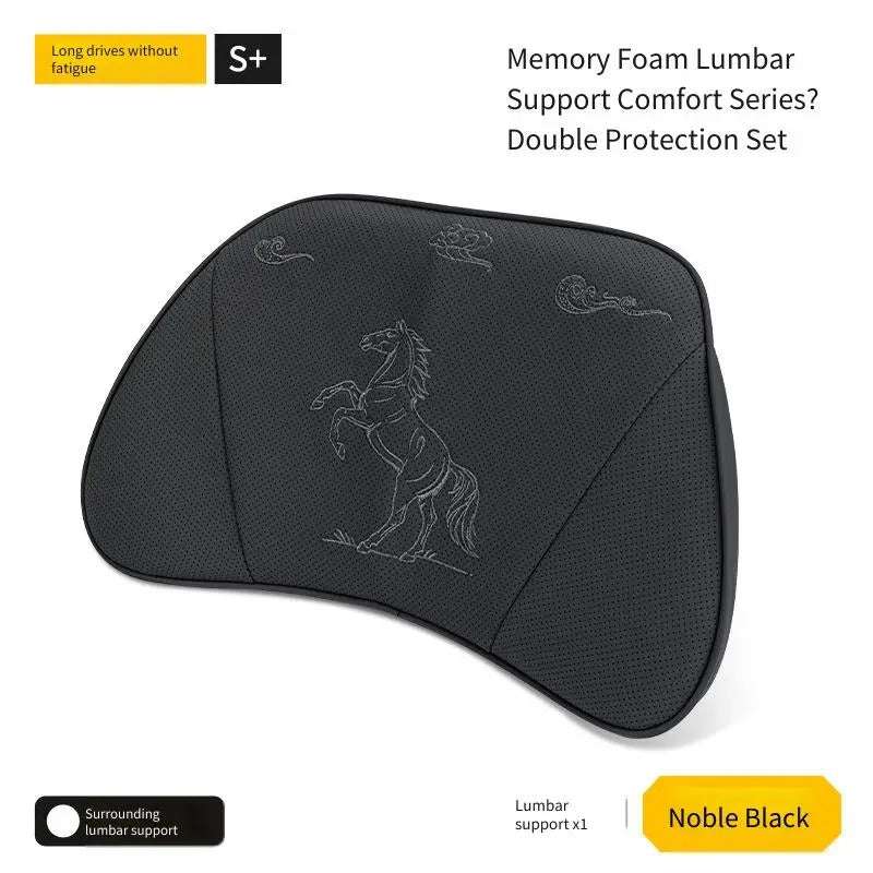 Embroidered Nappa Leather Car Seat Cushion Set – Breathable Seat Pad with Headrest & Lumbar Cushions - Delicate Leather  