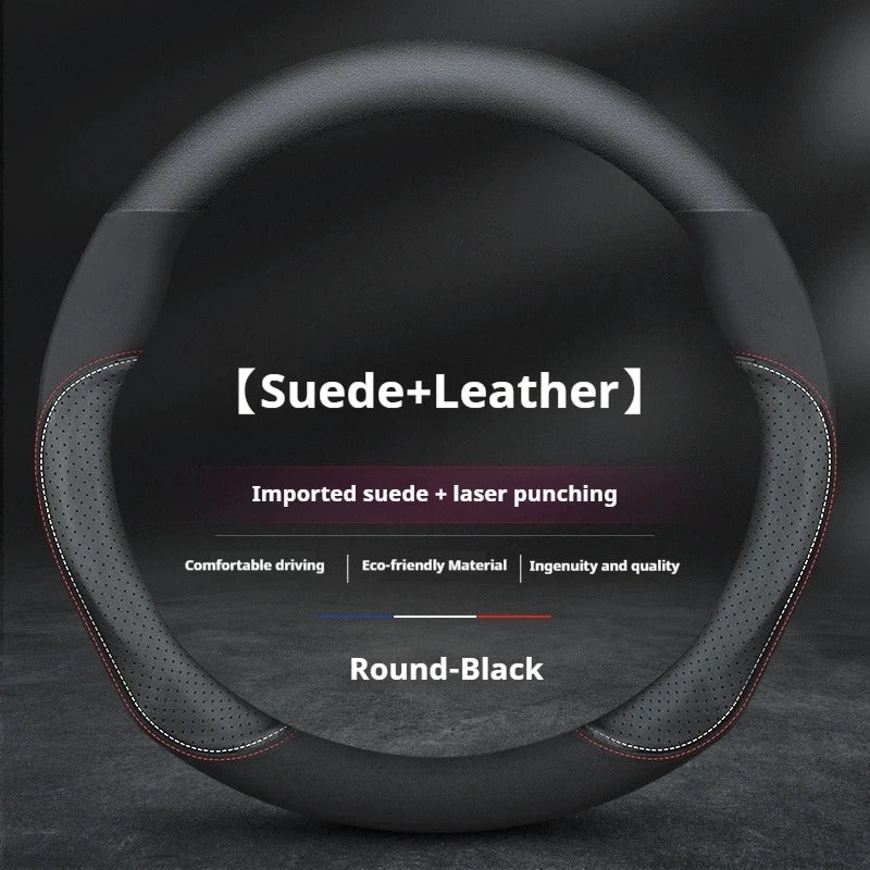 Microfiber Leather & Suede Steering Wheel Cover – Breathable Non-Slip Comfortable Grip - Delicate Leather