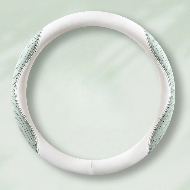 PU Leather & Mesh Car Steering Wheel Cover – Comfortable, Breathable, All-Season Grip - Delicate Leather  