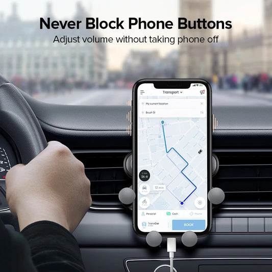 Gravity Car Phone Holder - Universal Air Vent Mount for Smartphones and GPS Devices - Delicate Leather