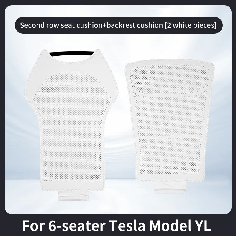 For 6-seater Tesla Model YL Car Seat Cushion Set – Front & Rear Seat Protection Cushions - Delicate Leather