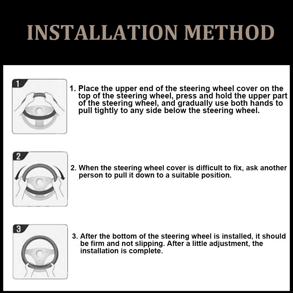38cm Carbon Fiber Leather Steering Wheel Cover – Breathable, Non-Slip, Compatible with BMW 1/3/5 Series, X1, X3, X5, X6 - Delicate Leather  