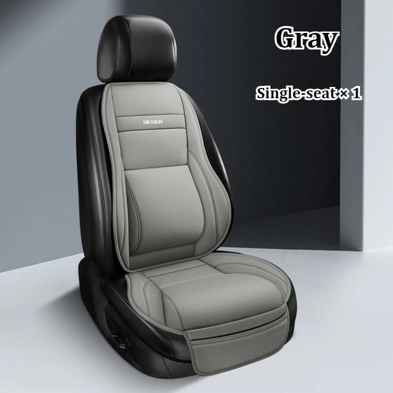 PU Leather Car Cushion Pad – Ventilated Design with Storage Pockets, Universal Fit - Delicate Leather  