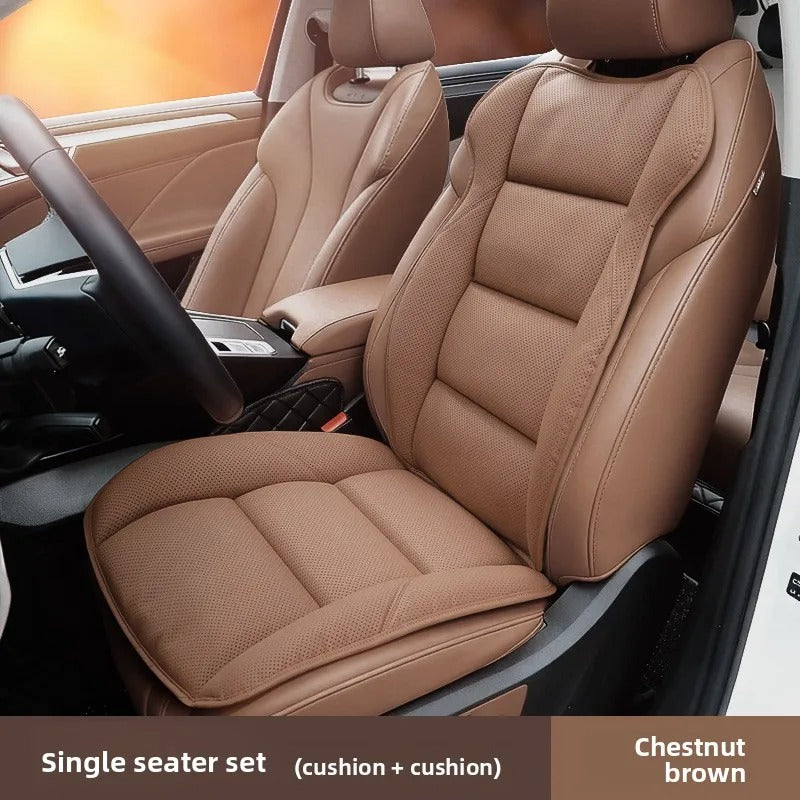 Perforated Nappa Leather Car Seat Cover – Breathable All-Season Universal Seat Cushion - Delicate Leather