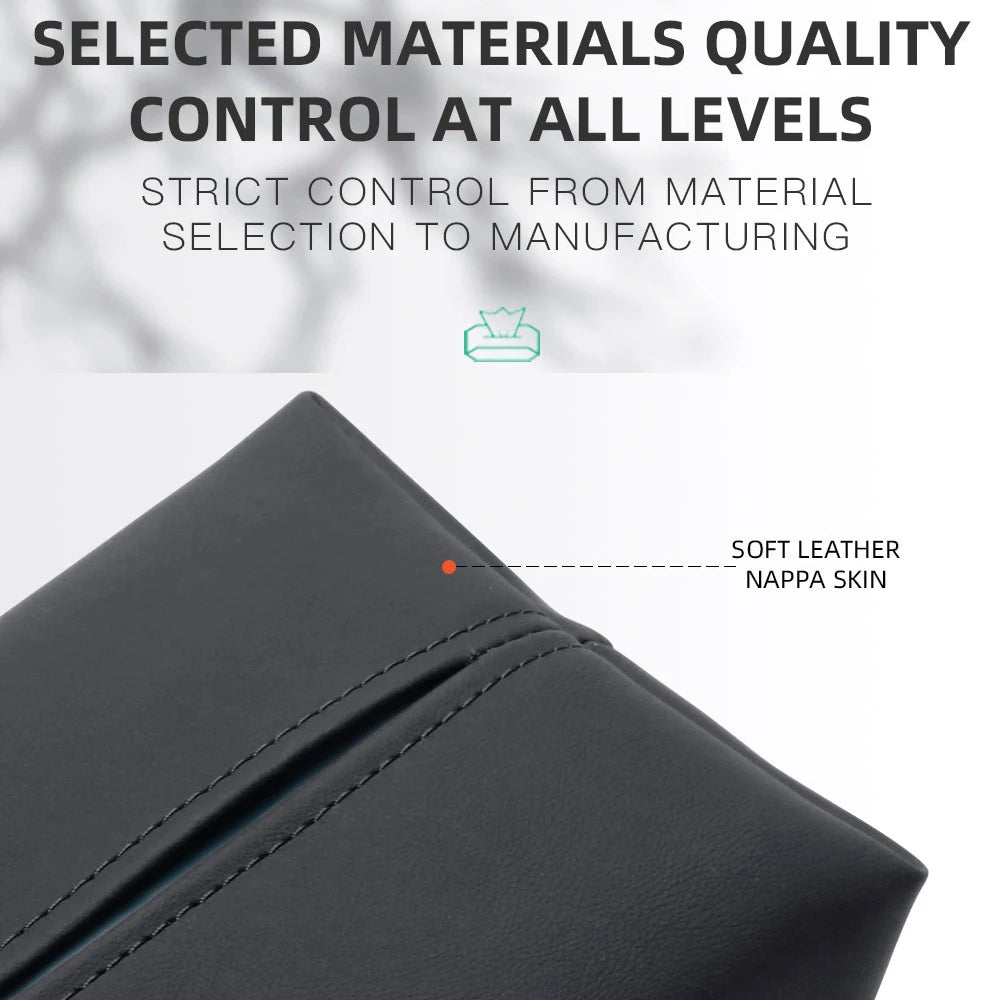Car Tissue Holder – PU Leather Sun Visor Tissue Box for Center Armrest and Seat Back, Universal Fit - Delicate Leather  