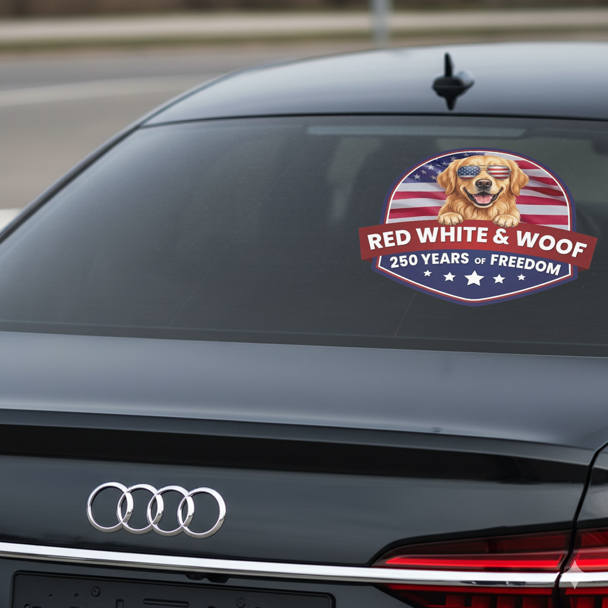 Red White & Woof 250 Years of Freedom Decal – Patriotic Pet Theme Sticker 01 - Delicate Leather  
