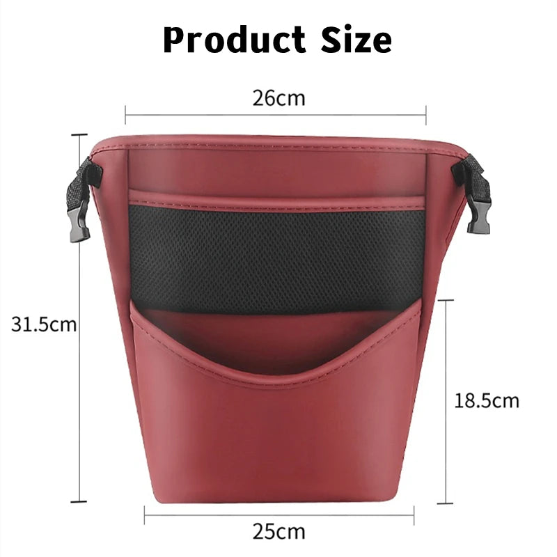 PU Leather Car Seat Gap Organizer – Hanging Storage Bag Between Front Seats - Delicate Leather  