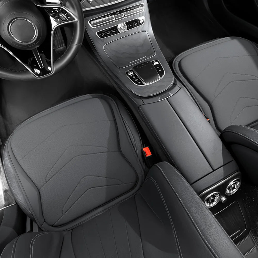 Premium Leather Car Seat Cushion & Lumbar Support – Breathable Non-Slip Interior Accessory - Delicate Leather  