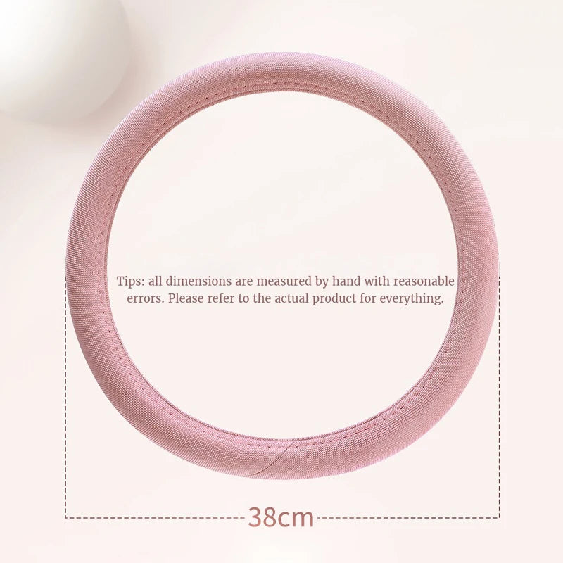 Linen Fabric Steering Wheel Cover – Soft Breathable Anti-Slip Grip, Universal Fit for 14.5–15 Inch Wheels - Delicate Leather  