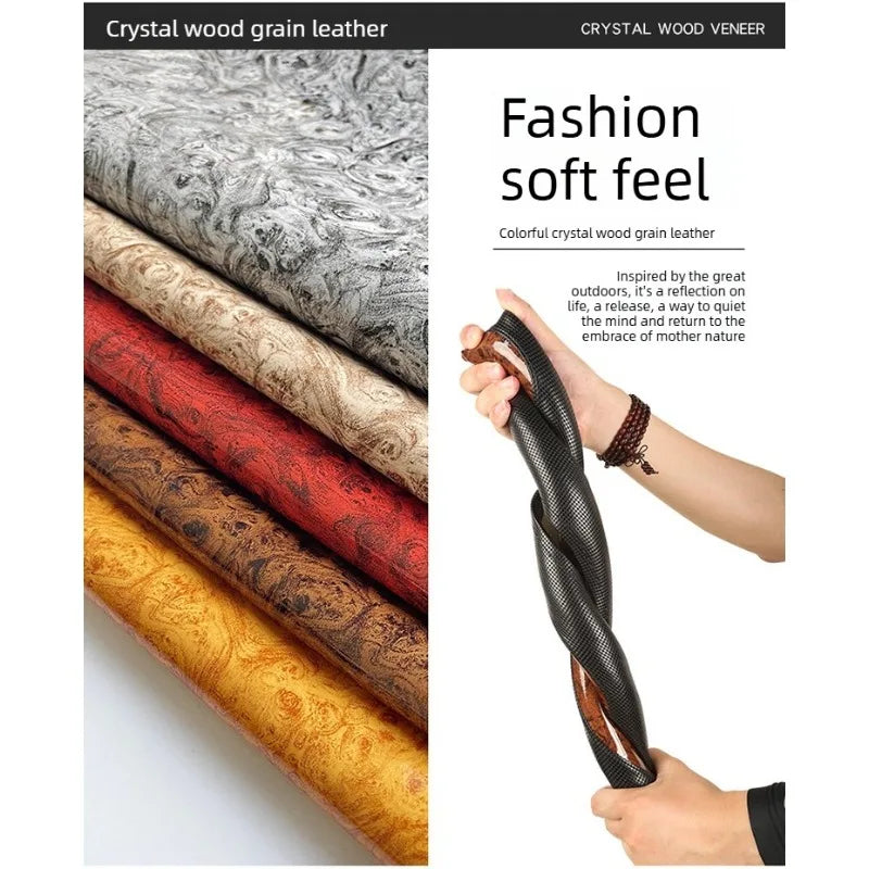 Wood Grain Leather Steering Wheel Cover – Universal 37–38CM Non-Slip O/D Shape Grip - Delicate Leather
