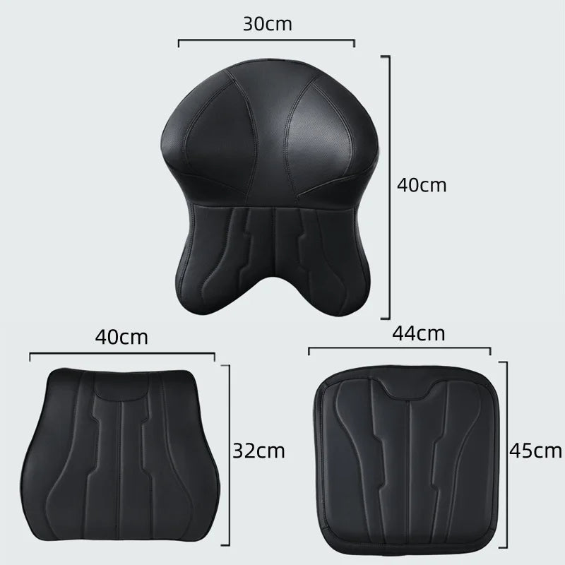 New Car Neck Pillow & Lumbar Support - Breathable Leather Seat Anti-slip Protective Cushion - Business Luxury Car Interior Headrest - Delicate Leather  