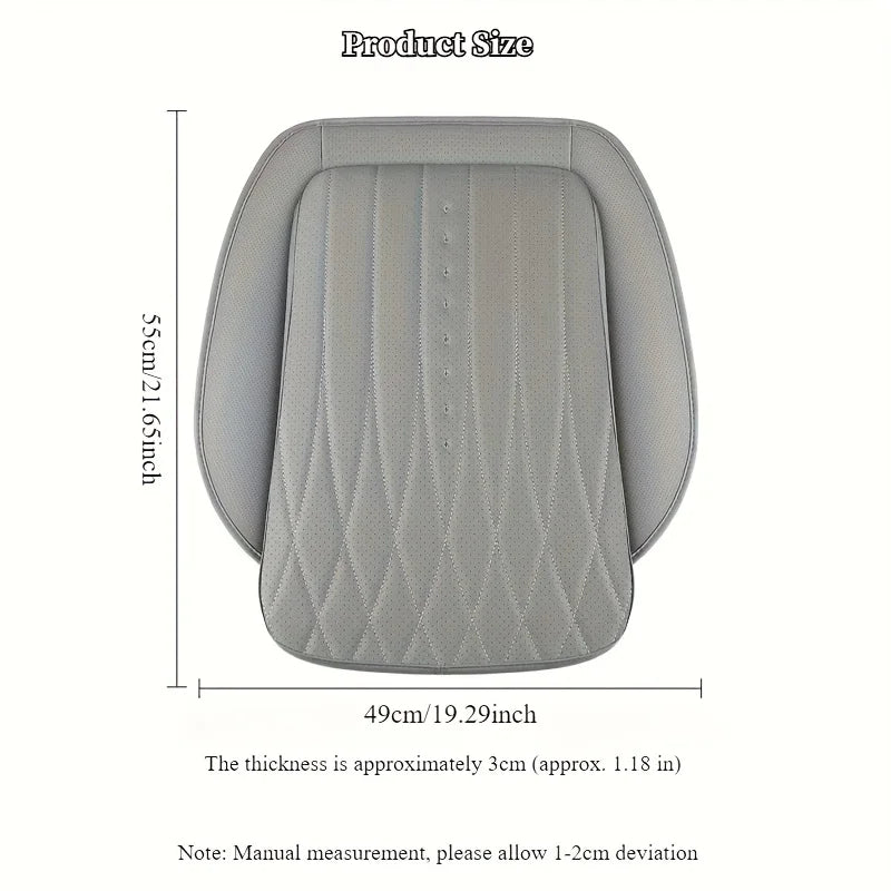 PU Leather Car Seat Cushion – Perforated Breathable Seat Pad, Universal Fit - Delicate Leather  