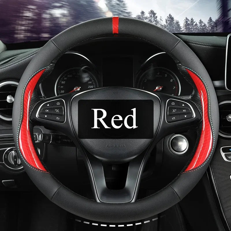 Microfiber Leather Steering Wheel Cover – Anti-Slip Universal O/D Shape Interior Accessory - Delicate Leather  