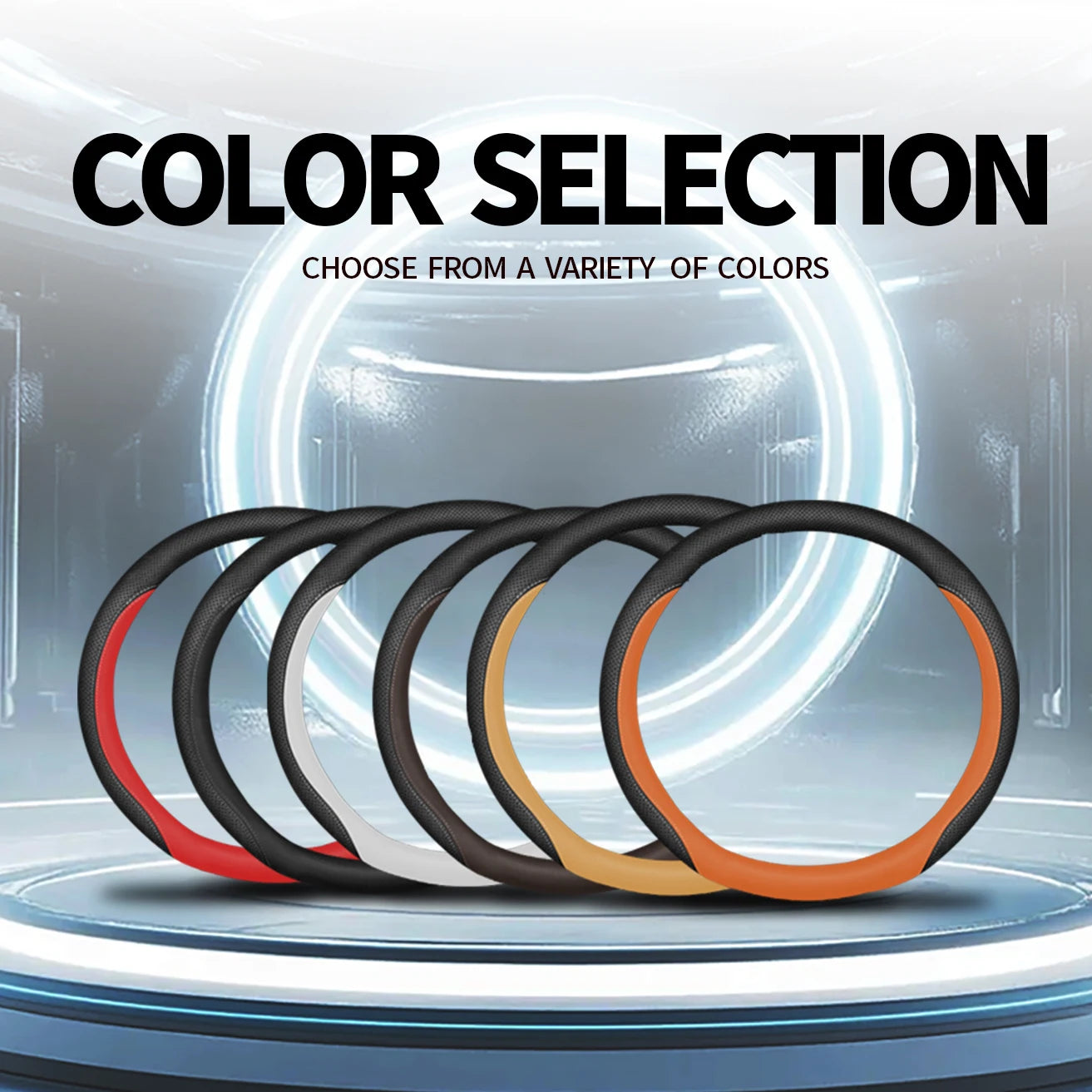 Universal Steering Wheel Cover – Nappa Rubber, No Inner Ring, Fit for 14.5–15 Inch Wheels - Delicate Leather  