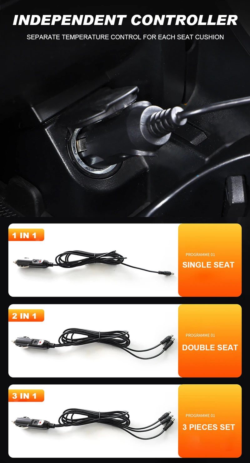 Heated Car Seat Cover 12V – Fast Heating Plush Seat Cushion for Winter Comfort - Delicate Leather  