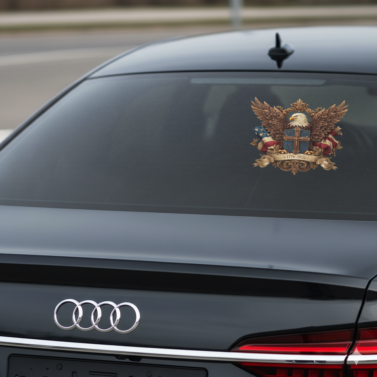 Patriotic Eagle Wings & Cross Decal 1776–2026 – Independence Anniversary Sticker 01 - Delicate Leather  