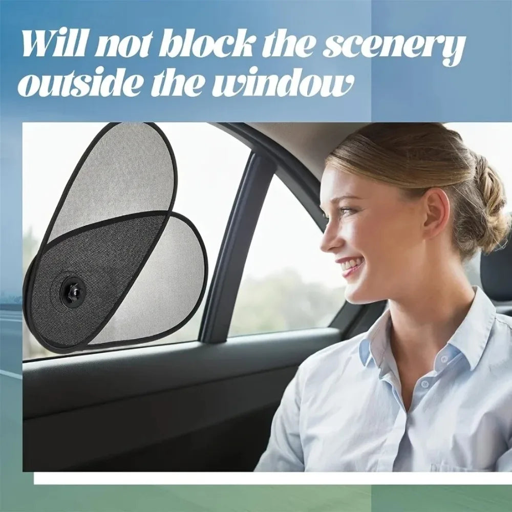 Car Side Window Sun Shade – Telescopic Adjustable Sunshade Panel, Universal Fit - Delicate Leather  
