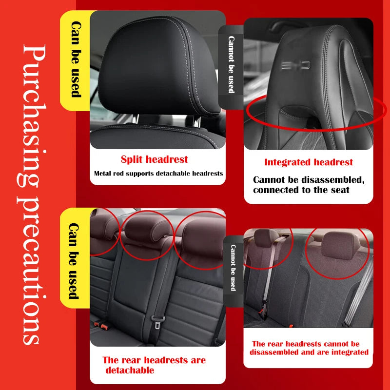 Universal 5-Seat Car Seat Cover Set with Neck & Lumbar Pillow Faux Leather Front and Rear Full Set