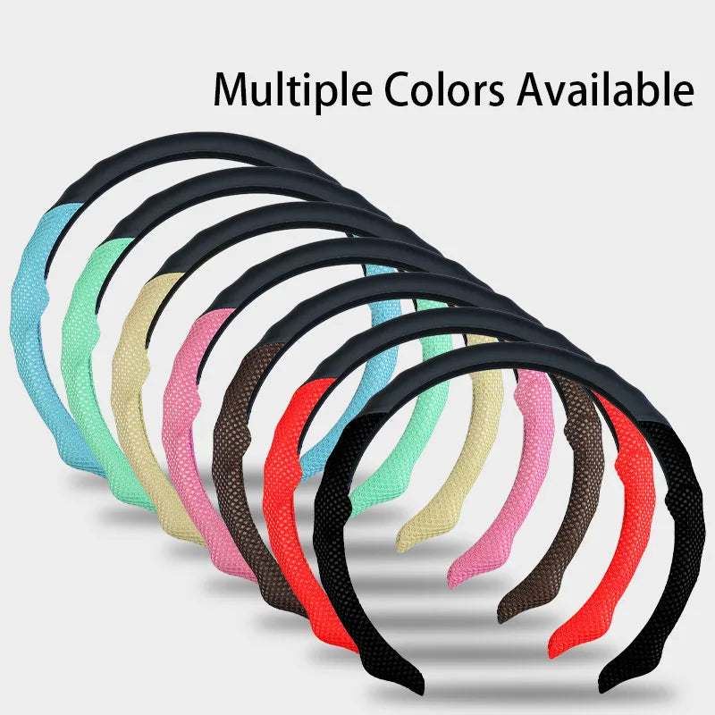 5D Honeycomb Mesh Steering Wheel Cover – Ultra-Thin Breathable Non-Slip Grip, Universal Fit Interior Accessory - Delicate Leather  