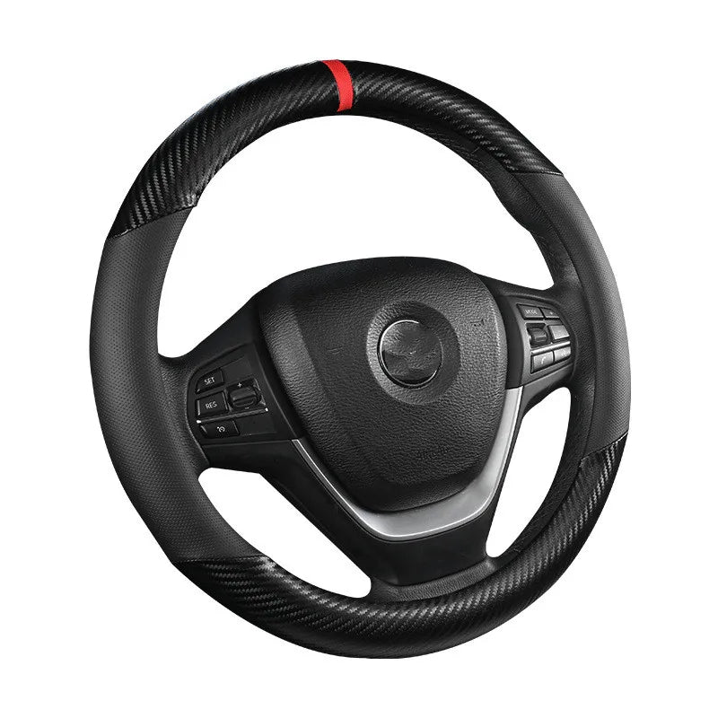 Universal Microfiber Leather Steering Wheel Cover – Breathable Non-Slip 37–38CM Grip - Delicate Leather