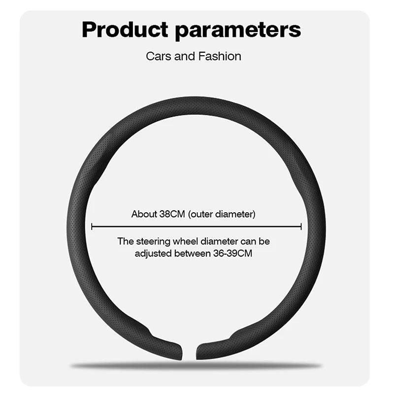 Ultra-Thin Nappa Leather Steering Wheel Cover – Breathable Non-Slip Protector - Delicate Leather  