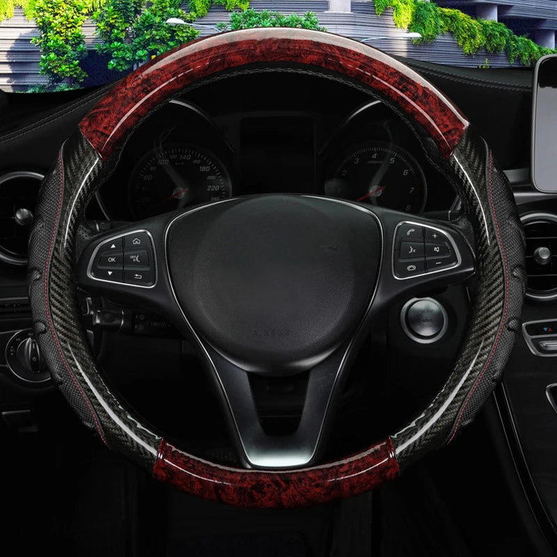 Car Truck PU Leather Embossed Steering Wheel Cover Steering-Wheel For Auto Diameters 36 38 40 42 45 47 50CM 7 Sizes to Choose - Delicate Leather  
