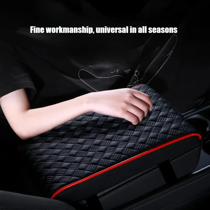 Premium Nappa Leather Center Console Pad – Universal Armrest Riser Cushion, Comfortable & Scratch-Resistant - Delicate Leather  