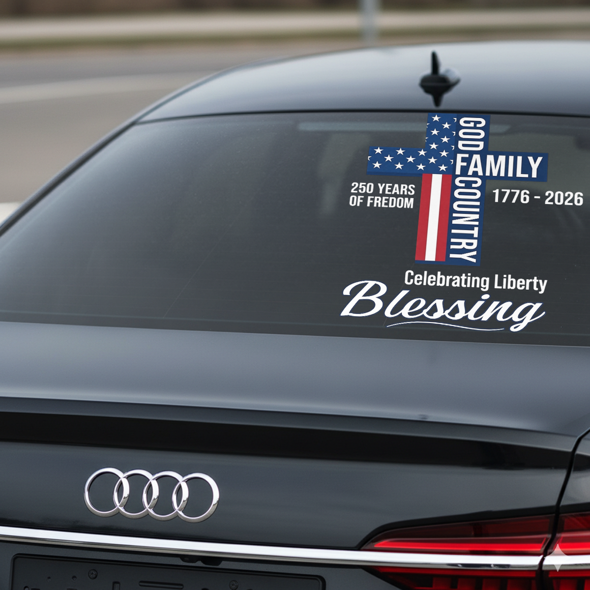 250 Years Blessing Cross Decal – Commemorative Cross Vinyl Sticker 02 - Delicate Leather  