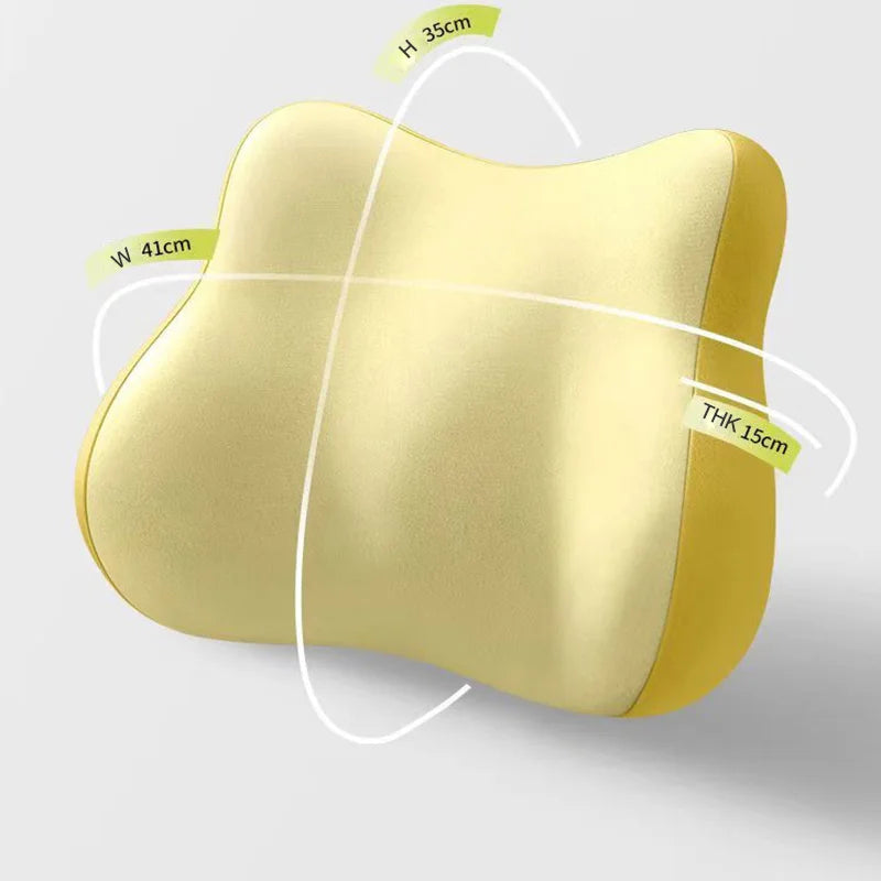Car Headrest and Lumbar Support Pillow Set – Memory Foam Neck Cushion and Breathable Back Support Pad for Vehicle Seats - Delicate Leather  