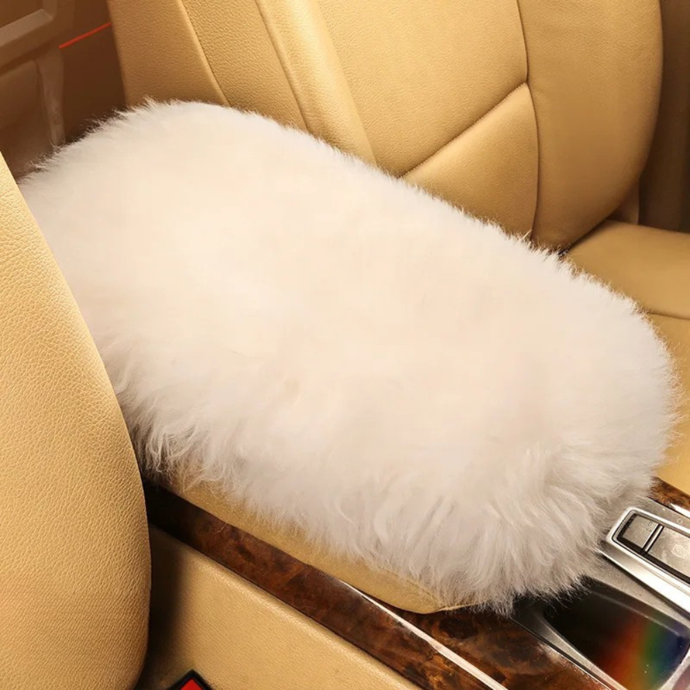Pure Wool Car Armrest Cushion – Winter Plush Center Console Armrest Pad for Comfortable Driving - Delicate Leather  