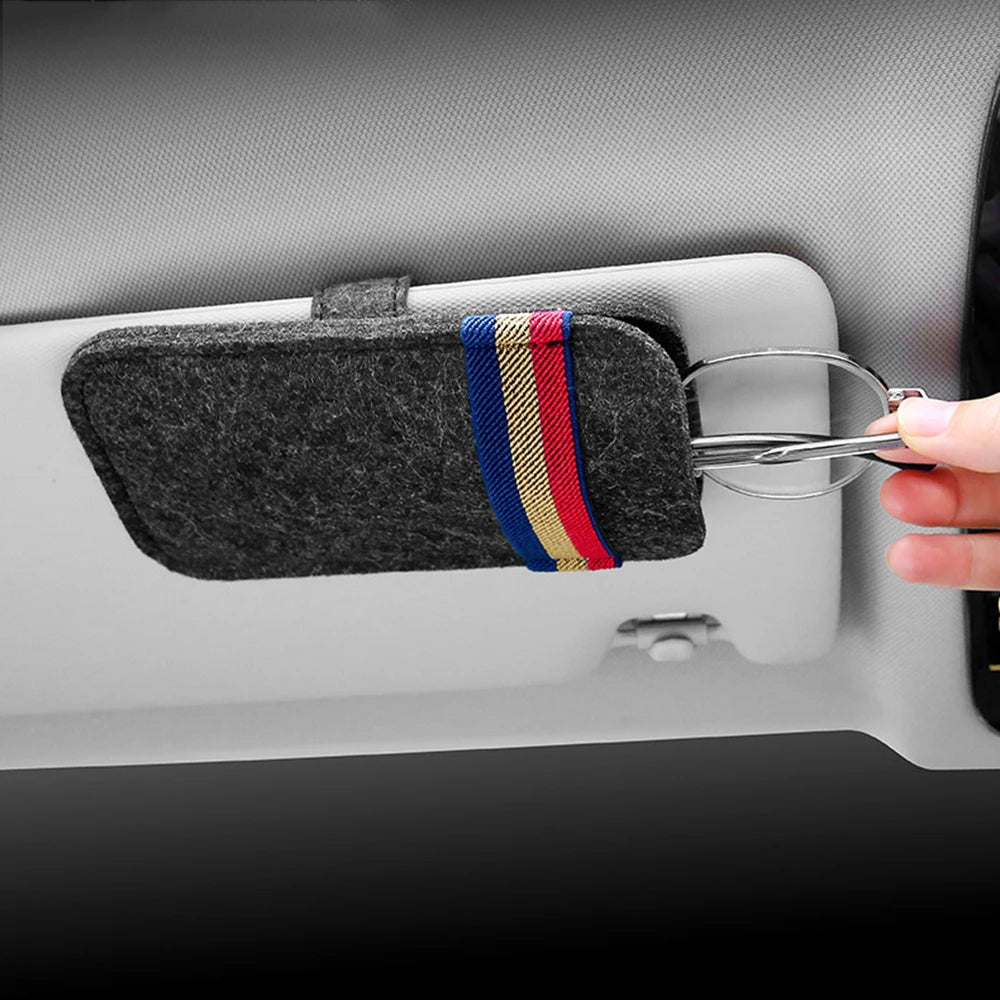 Car Sunglasses Organizer – Visor Clip Eyeglass Holder & Storage Bag - Delicate Leather  