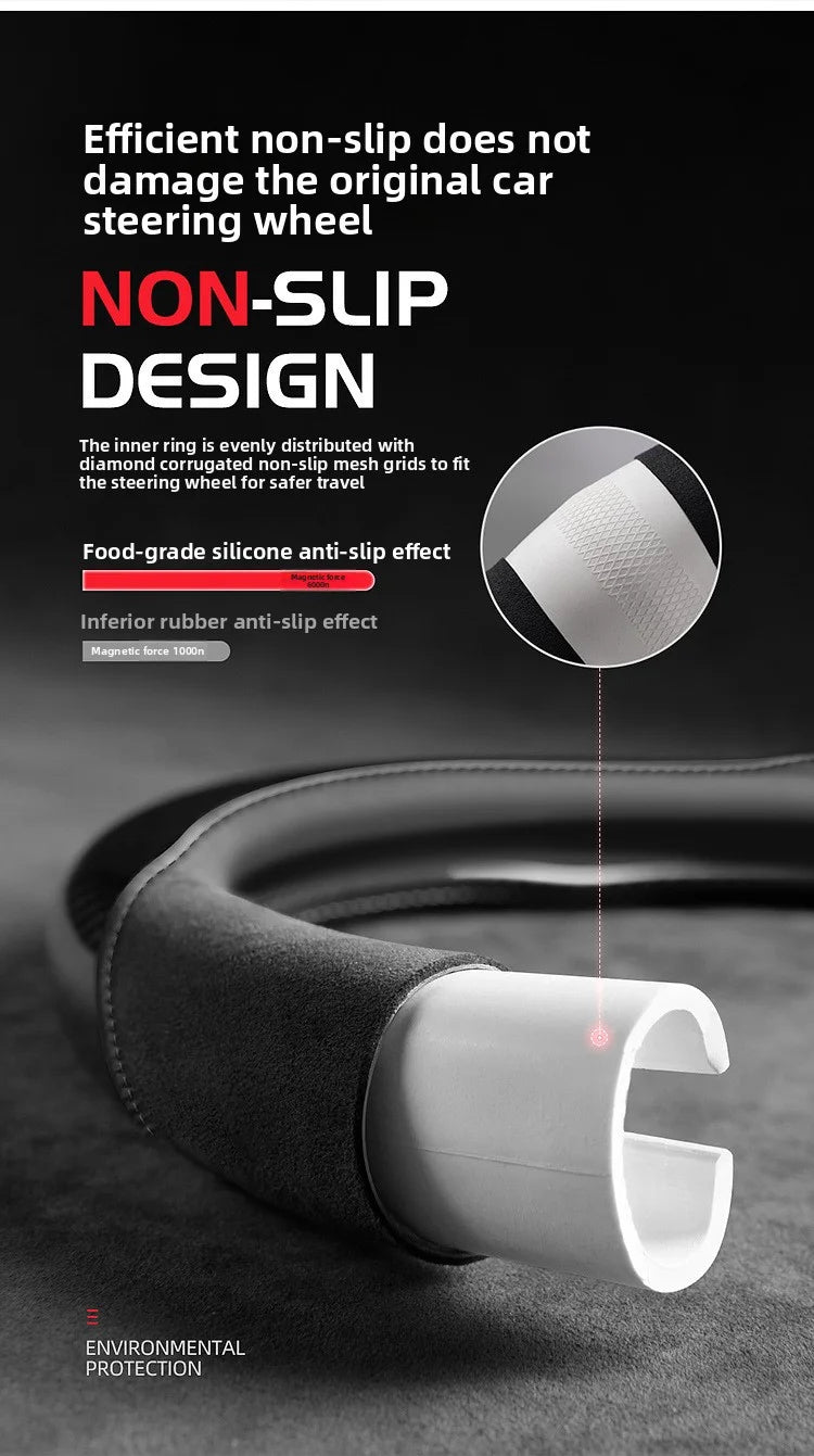 Luxury Suede & Carbon Fiber Steering Wheel Cover – Universal O/D Type Non-Slip Car Steering Protector - Delicate Leather  