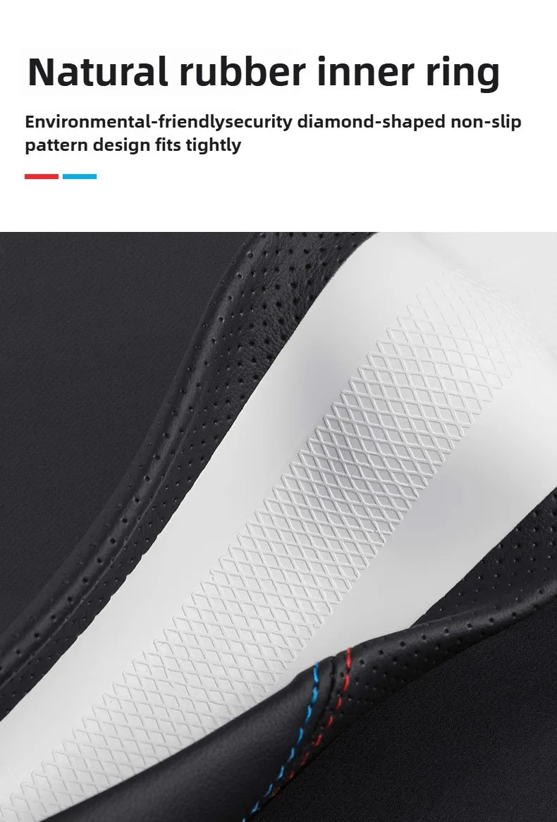 Nappa Leather Steering Wheel Cover – Universal 37–38cm Non-Slip Car Interior Accessory - Delicate Leather  