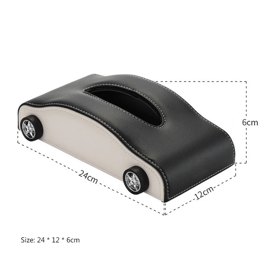 High-End PU Leather Car Tissue Box Holder – Magnetic Bottom Armrest Tissue Cover, Luxury Car Interior Organizer - Delicate Leather  