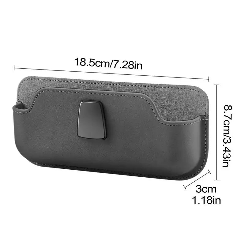 Car Sunglass Holder – PU Leather Glasses Clip with Large Storage Capacity, Self-Adhesive - Delicate Leather  