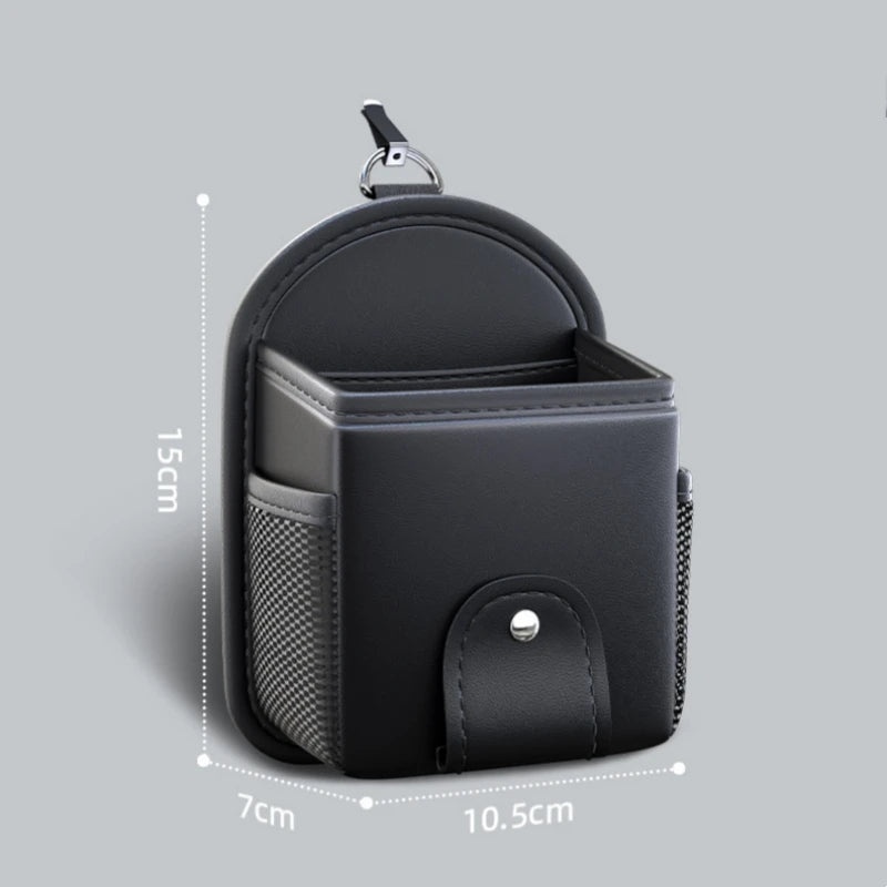 PU Leather Car Air Vent Phone Holder & Storage Bag – Organizer with Glasses Holder for Phones, Keys, and Tissues - Delicate Leather  