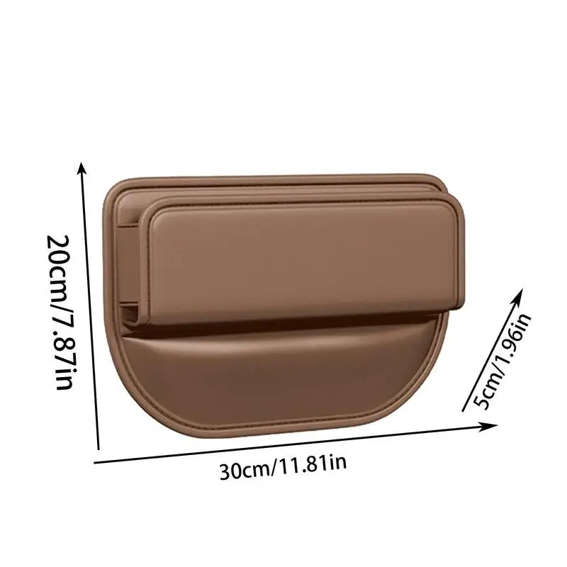 Car Seat Crevice Storage Box – Leather Console Side Organizer for Vehicle Interior - Delicate Leather  