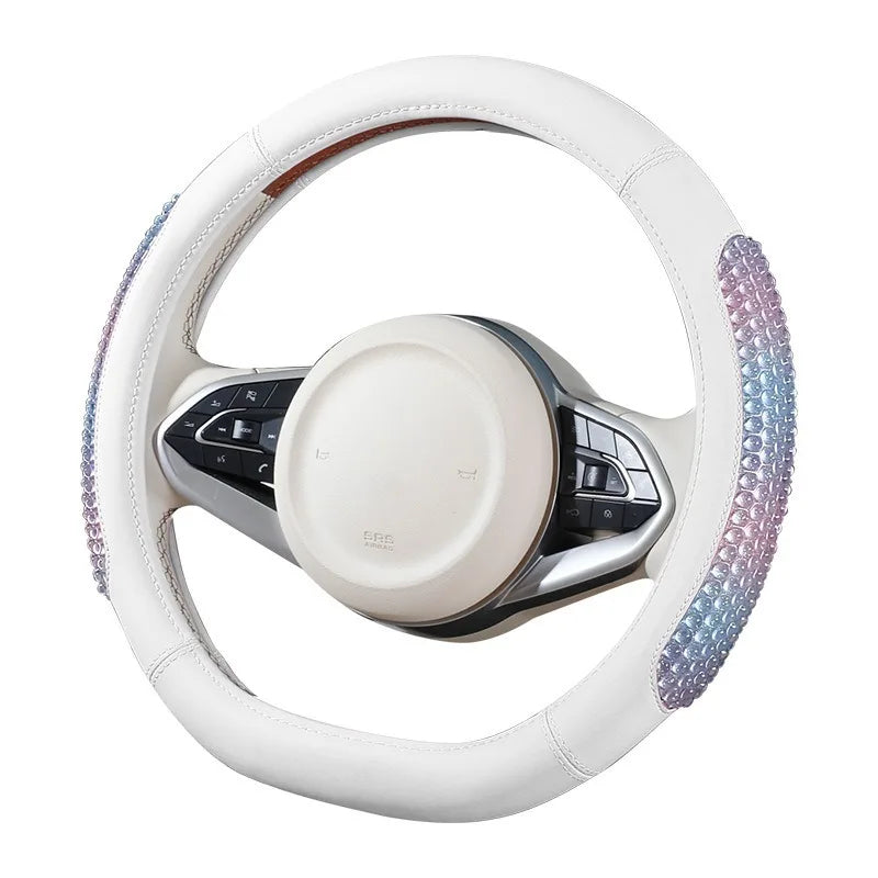 Jelly Leather Steering Wheel Cover – Colorful Universal Fit 14.5-15 Inch, Breathable & Wear-Resistant Protective Car Handle Cover - Delicate Leather  