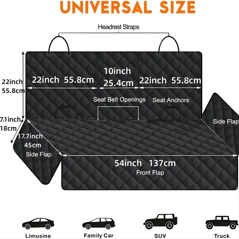 Dog Car Seat Cover – Waterproof Hammock & Travel Mat for Small, Medium & Large Dogs - Delicate Leather  