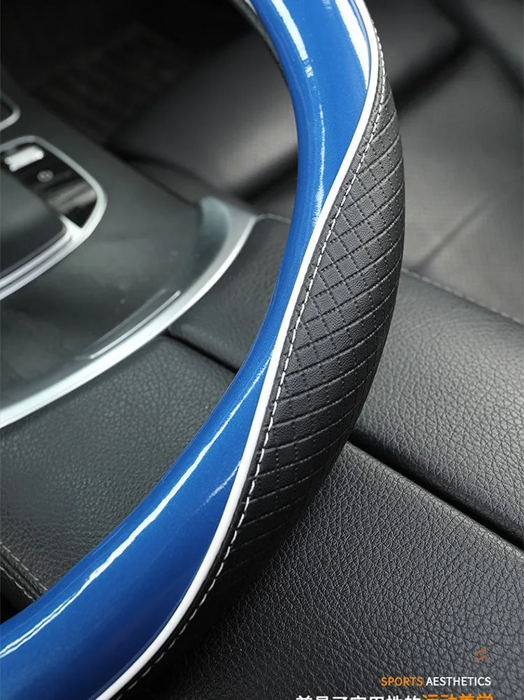 Fashion Steering Wheel Cover – Universal 38 cm Microfiber Leather Car Accessories, Non-Slip & Heat-Resistant Handle Grip for All Seasons - Delicate Leather  