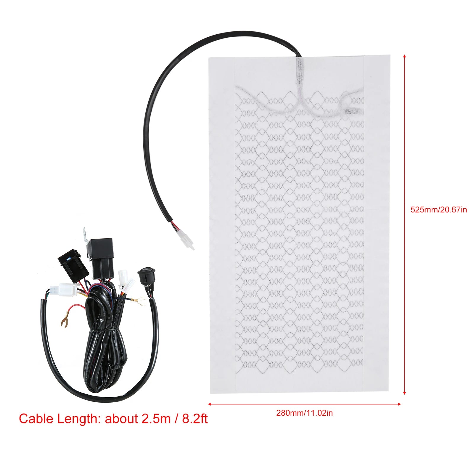 12 V Carbon Fiber Seat Heater Kit for 2 Seats – High / Low Temperature Switch Heated Pads, Universal Seat Heating Cushion Warmer - Delicate Leather  